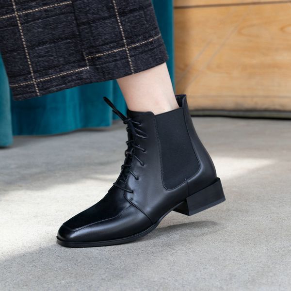 brand autumn ankle boots women genuine leather booties ladies shoes pointed toe heels botas feminina plus size, Black
brand autumn ankle boots women genuine leather booties ladies shoes pointed toe heels botas feminina plus size, Black