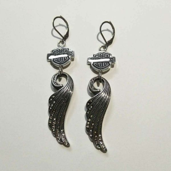 new men's and women's motorcycle jewelry harley pendant earrings stainless steel diamond stud earrings ing, Golden