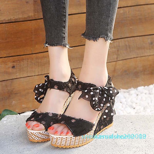 women sandals bowknot design summer platform wedge female high comfy ladies flock fashion ankle strap open toe sandals s09, Black
women sandals bowknot design summer platform wedge female high comfy ladies flock fashion ankle strap open toe sandals s09, Black