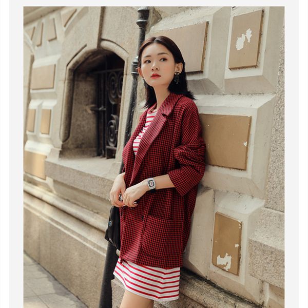 women plaid coat turn down collar long sleeve double breasted jacket with pockets, Black
women plaid coat turn down collar long sleeve double breasted jacket with pockets, Black