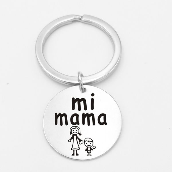 

family keychain mimama engraved people all family round key rings pendant grandmother gifts mom sisters bag charm keytag, Silver