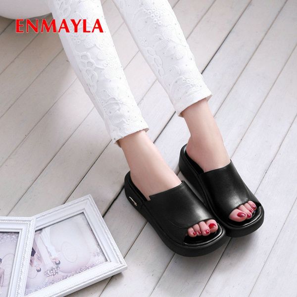 enmayla summer round toe solid slippers women genuine leather rubber fashion platform square heel outside shoes women 34-43, Black
enmayla summer round toe solid slippers women genuine leather rubber fashion platform square heel outside shoes women 34-43, Black