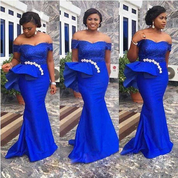 royal blue mermaid prom dresses long dubai arabic plus size evening gowns off the shoulder peplum appliques sequins formal party dress, Black
royal blue mermaid prom dresses long dubai arabic plus size evening gowns off the shoulder peplum appliques sequins formal party dress, Black