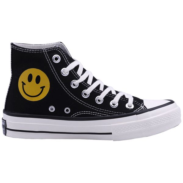 round toe smile women casual sneakers flat canvas shoes for couple rubber street casual shoes, Black
round toe smile women casual sneakers flat canvas shoes for couple rubber street casual shoes, Black