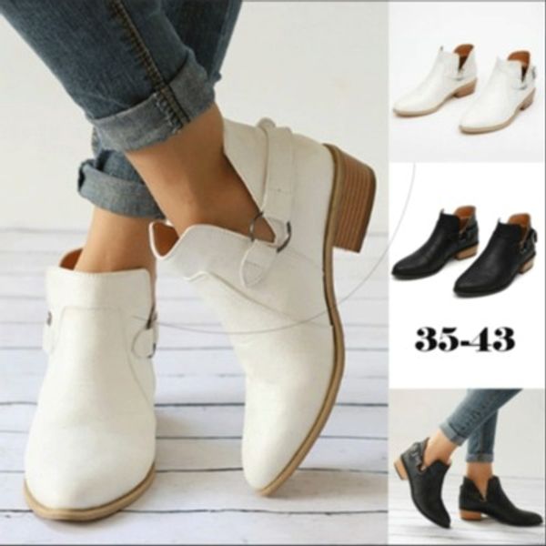 2019 new fashion slip on women ankle boots pointed toe pu leather low heels shoes woman booties high heels size 35-43, Black
2019 new fashion slip on women ankle boots pointed toe pu leather low heels shoes woman booties high heels size 35-43, Black