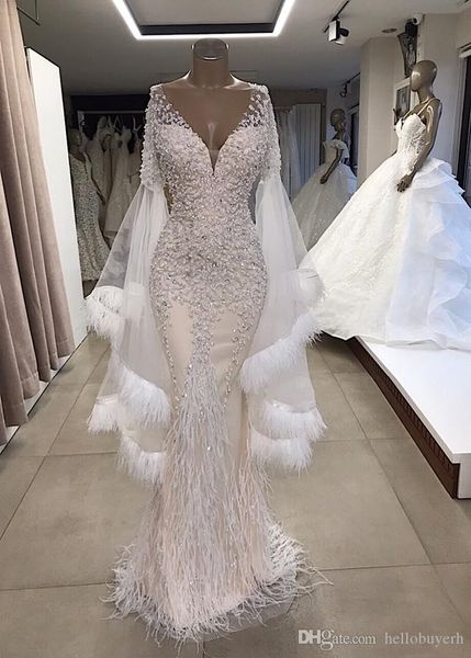 real p mermaid v neck long sleeve vintage plus size wedding dresses beaded vestido de novia satin wedding bridal gowns nigeria 2019, White
real p mermaid v neck long sleeve vintage plus size wedding dresses beaded vestido de novia satin wedding bridal gowns nigeria 2019, White