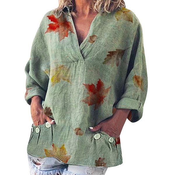 fashion women casual blouse shirt leaves printed cotton linen shirts long sleeve baggy shirt blusa vintage v neck loose top, White
fashion women casual blouse shirt leaves printed cotton linen shirts long sleeve baggy shirt blusa vintage v neck loose top, White