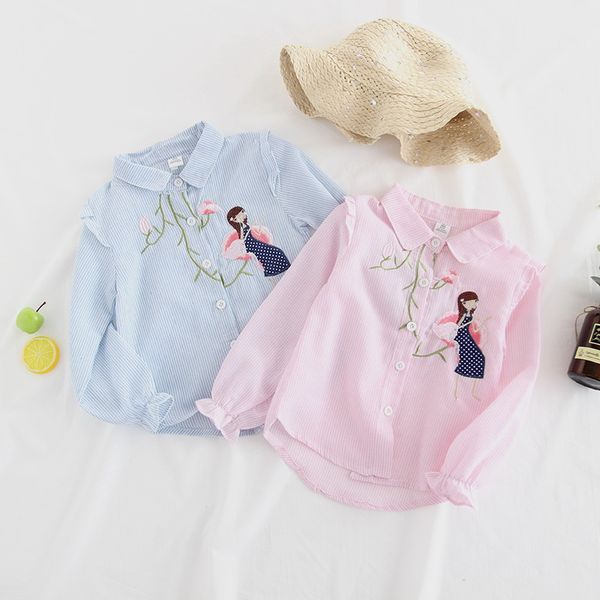 new spring autumn children kids girls baby long sleeve striped cute floral embroidery princess shirt blouses basic c1769, White;black
new spring autumn children kids girls baby long sleeve striped cute floral embroidery princess shirt blouses basic c1769, White;black
