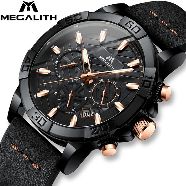 megalith 2019 relojes hombre watch casual brand watch men luxury black leather strap waterproof chronograph clock 8086, Slivery;brown
megalith 2019 relojes hombre watch casual brand watch men luxury black leather strap waterproof chronograph clock 8086, Slivery;brown