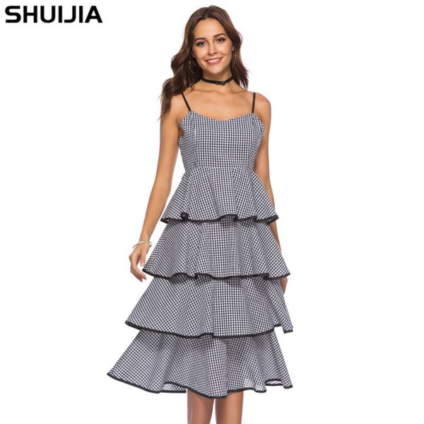 womens designer black and white plaid backless cake skirt long tube strap dressxe6t, Black;gray
womens designer black and white plaid backless cake skirt long tube strap dressxe6t, Black;gray