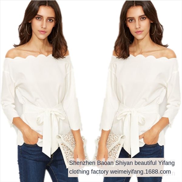 simple one-line collar belt back nine-point sleeve t-shirt simple one-line collar belt back zipper zipper nine-point sleeve t-shirt, White
simple one-line collar belt back nine-point sleeve t-shirt simple one-line collar belt back zipper zipper nine-point sleeve t-shirt, White