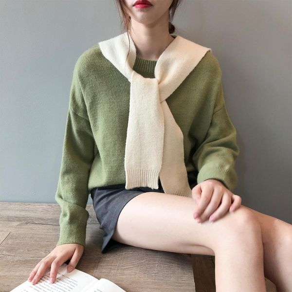 autumn winter 2019 new korean knitted sweater pullover navy cape two-piece sweater woman, White;black
autumn winter 2019 new korean knitted sweater pullover navy cape two-piece sweater woman, White;black