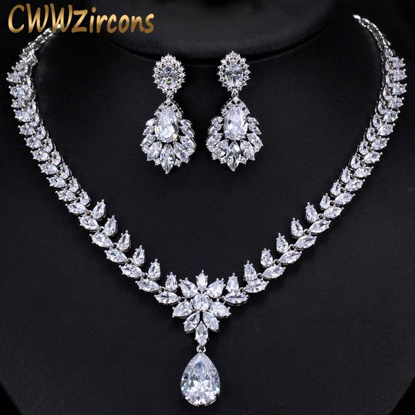 cwwzircons water drop big earrings necklace sparkling cubic zirconia wedding jewelry set luxury bridal costume accessories t293, Slivery;golden
cwwzircons water drop big earrings necklace sparkling cubic zirconia wedding jewelry set luxury bridal costume accessories t293, Slivery;golden