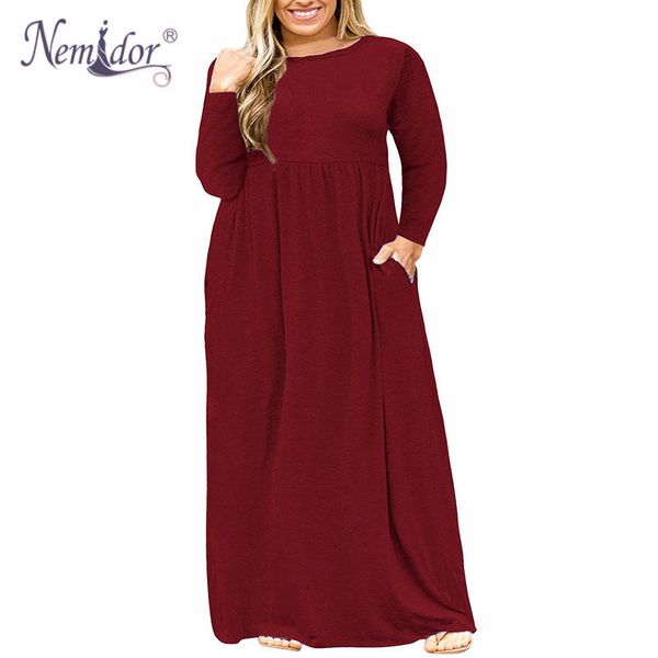 nemidor 2019 women o-neck long sleeve long summer casual dress plus size 7xl 8xl 9xl vintage maxi dress with pockets, Black;gray
nemidor 2019 women o-neck long sleeve long summer casual dress plus size 7xl 8xl 9xl vintage maxi dress with pockets, Black;gray