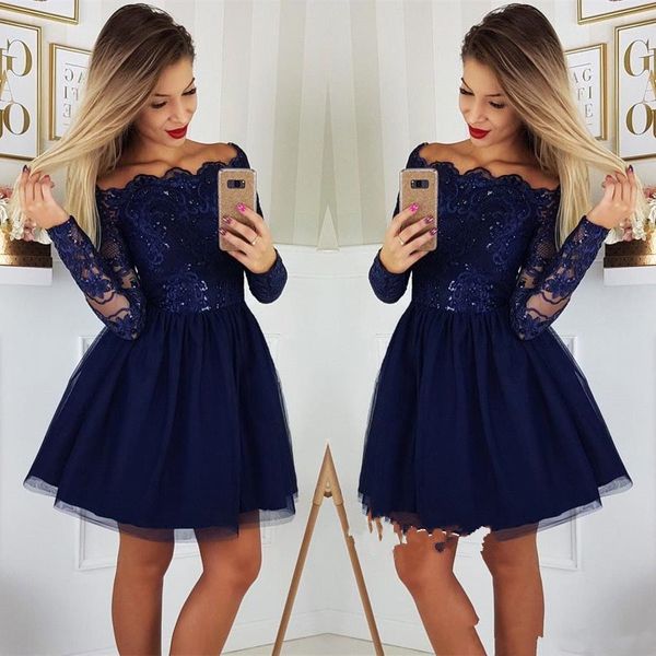 2019 new bateau long sleeves lace a-line homecoming dresses tulle applique short prom cocktail party dresses plus size vestidos de festa, Blue;pink
2019 new bateau long sleeves lace a-line homecoming dresses tulle applique short prom cocktail party dresses plus size vestidos de festa, Blue;pink