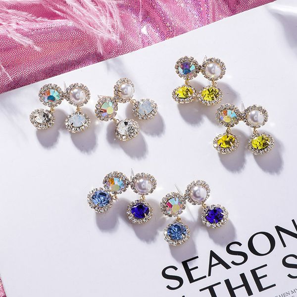 korean new trendy shiny colorful rhinestone drop earrings for female elegant crystal party accessories, Silver
korean new trendy shiny colorful rhinestone drop earrings for female elegant crystal party accessories, Silver