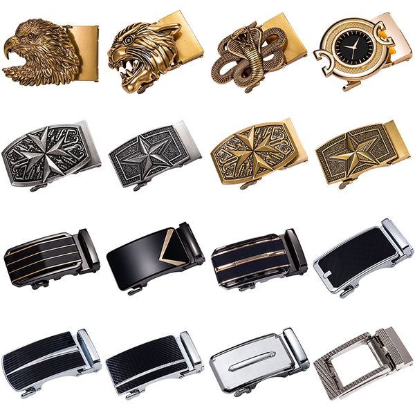 

2019 new fashion men's business alloy automatic buckle unique men plaque belt buckles for 3.5cm ratchet men apparel accessories, Black;brown
