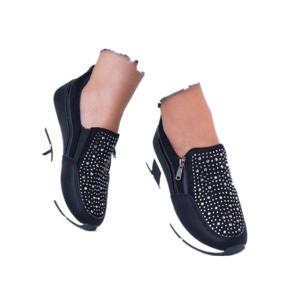 big size drilling thick bottom sneakers women fashion solid color platform walking shoes travel shoes zapatos de mujer flat, Black
big size drilling thick bottom sneakers women fashion solid color platform walking shoes travel shoes zapatos de mujer flat, Black