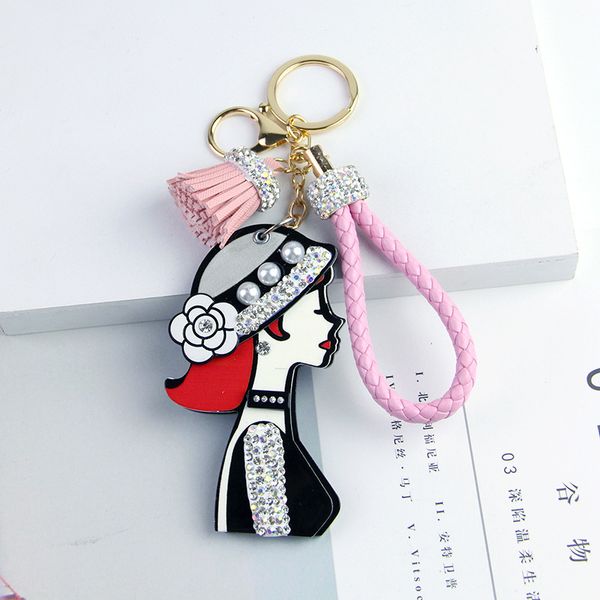 hand-studded girl portable mirror key ring pendant high-end creative gift car pendant diy jewelry accessories, Silver 
hand-studded girl portable mirror key ring pendant high-end creative gift car pendant diy jewelry accessories, Silver