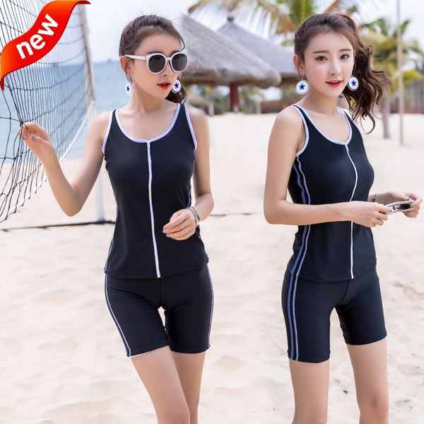 bigger size swimsuit female conservative slim split boxer pants students spring sports swimsuit, White;black
bigger size swimsuit female conservative slim split boxer pants students spring sports swimsuit, White;black