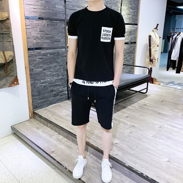 2019 new style summer men's short-sleeved t-shirt korean-style leisure suit handsome fashion summer two-piece set a set of cloth, Black;red
2019 new style summer men's short-sleeved t-shirt korean-style leisure suit handsome fashion summer two-piece set a set of cloth, Black;red