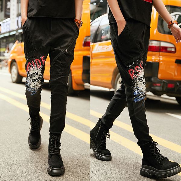 ink print autumn european style ladies punk streetwear womens black harem jeans vintage pants female denim trousers lt124s30, Blue
ink print autumn european style ladies punk streetwear womens black harem jeans vintage pants female denim trousers lt124s30, Blue