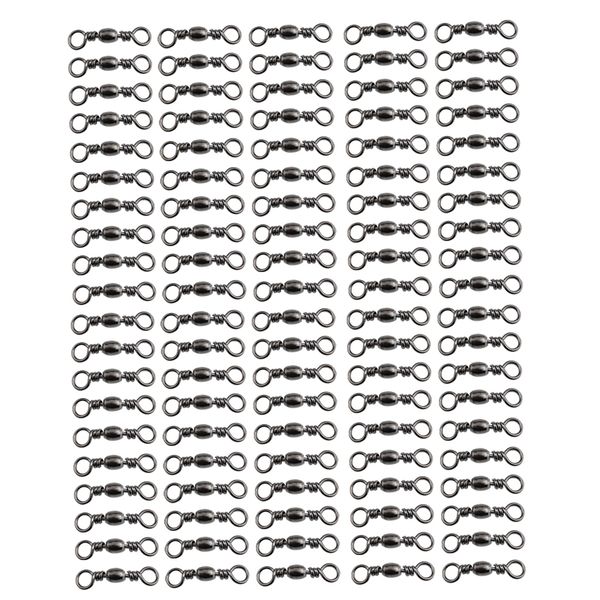 100pcs rolling barrel swivel, metal ball bearing swivels connector with solid rings 
100pcs rolling barrel swivel, metal ball bearing swivels connector with solid rings