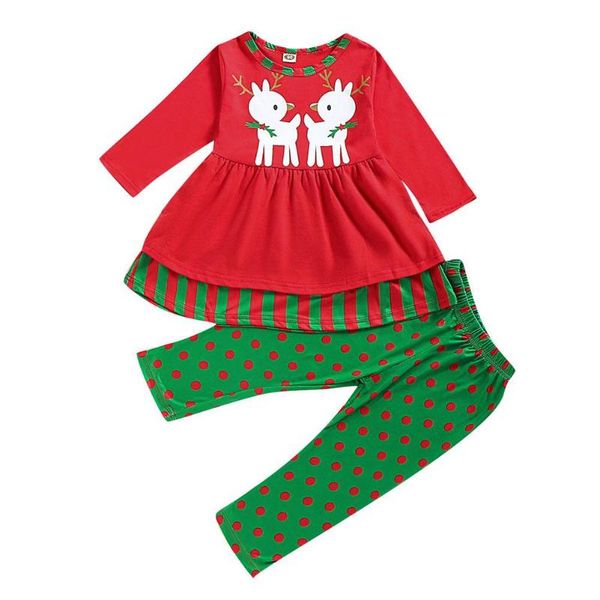 kids girl clothes 2pcs baby girls christmas clothes set red long sleeve deer print +green dot pants cotton soft girl clothes, White
kids girl clothes 2pcs baby girls christmas clothes set red long sleeve deer print +green dot pants cotton soft girl clothes, White