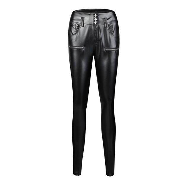2019 punk pu leather pants push up black high waist pants female long trousers women button cool pencil outwear, Black;white
2019 punk pu leather pants push up black high waist pants female long trousers women button cool pencil outwear, Black;white