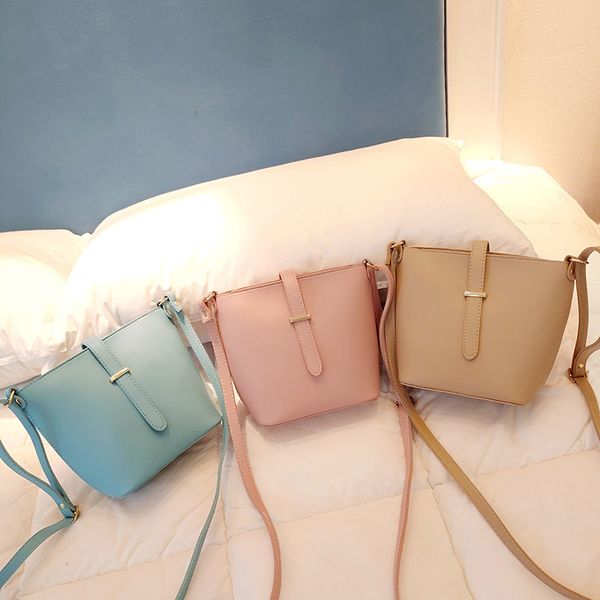 new korean version of ins bag trendy fashion bucket bag pu female crossbody