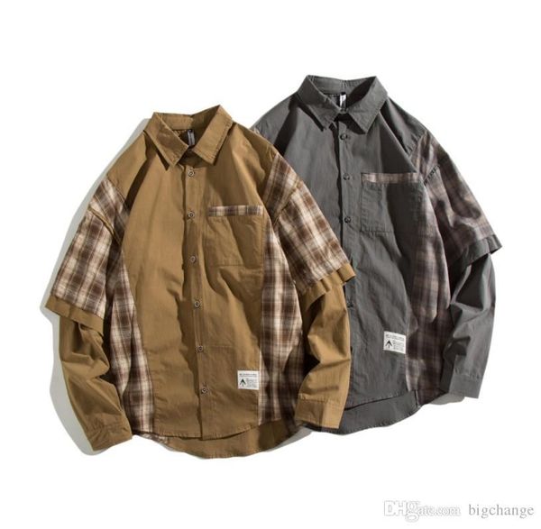 men's long sleeve shirt original plaid fake two piece splicing lapel men's long sleeve shirt fashion, White;black
men's long sleeve shirt original plaid fake two piece splicing lapel men's long sleeve shirt fashion, White;black