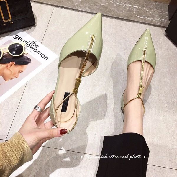 green individual zipper shoes women fashion pointed toe low heel ladies shoes patent leather office flat shoe, Black
green individual zipper shoes women fashion pointed toe low heel ladies shoes patent leather office flat shoe, Black