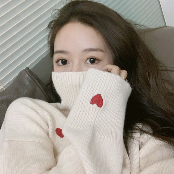 high-necked love sweater 2019 autumn winter new loose thickening chic lazy wind sweater women's knitted pullover x320, White;black
high-necked love sweater 2019 autumn winter new loose thickening chic lazy wind sweater women's knitted pullover x320, White;black
