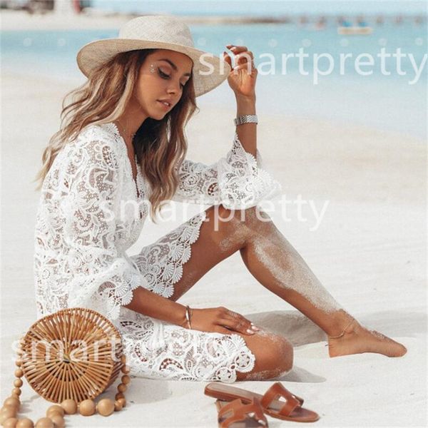 summer women bikini cover up low v neck floral lace hollow crochet swimsuit overall ruffle sleeve beachwear party tunic dress ly314, White
summer women bikini cover up low v neck floral lace hollow crochet swimsuit overall ruffle sleeve beachwear party tunic dress ly314, White