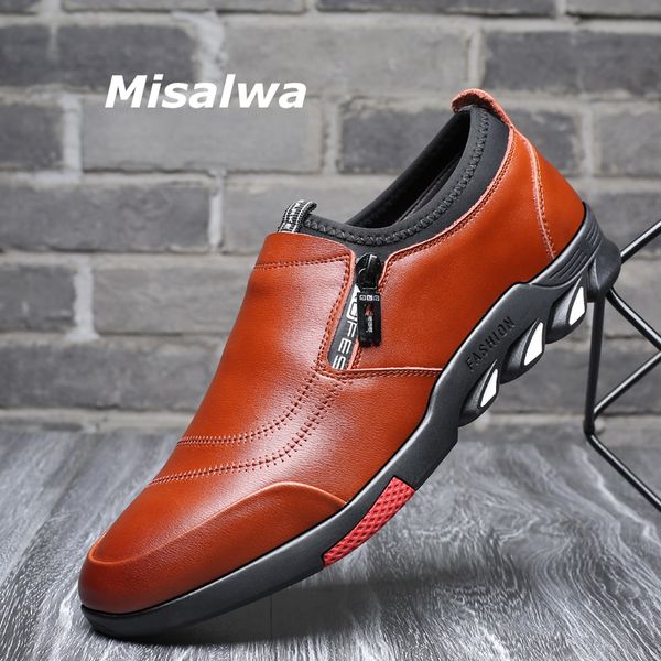 misalwa zip men leather loafers casual daily male footwear spring autumn trend fats blue brown dropshipping zapatillas hombre, Black 
misalwa zip men leather loafers casual daily male footwear spring autumn trend fats blue brown dropshipping zapatillas hombre, Black