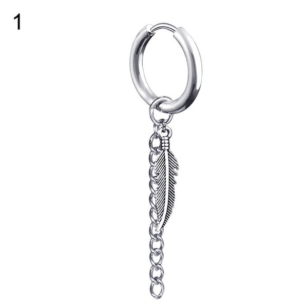1pc men fashion long chain feather design ear clip piercing loop hoop earring jewelry gift, Silver
1pc men fashion long chain feather design ear clip piercing loop hoop earring jewelry gift, Silver