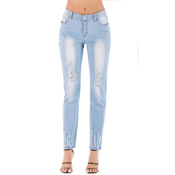 new female decoration height stretch jeans ladies in the waist size denim pants holes in the light-colored sale, Blue
new female decoration height stretch jeans ladies in the waist size denim pants holes in the light-colored sale, Blue