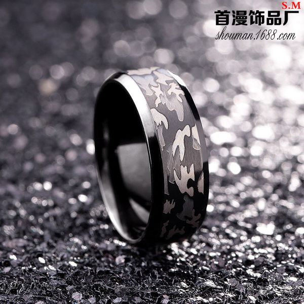 2019 camouflage tri-color stainless steel ring, male and female explosions military fans titanium jewelry, Silver
2019 camouflage tri-color stainless steel ring, male and female explosions military fans titanium jewelry, Silver