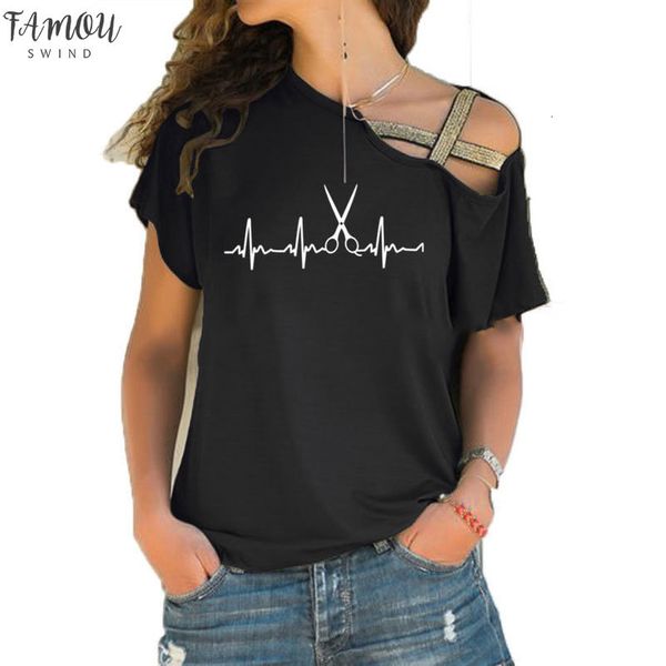 new summer heartbeat hairdresser t shirt women cotton short sleeve girls tshirt barber t shirt irregular skew cross bandage tee, White
new summer heartbeat hairdresser t shirt women cotton short sleeve girls tshirt barber t shirt irregular skew cross bandage tee, White