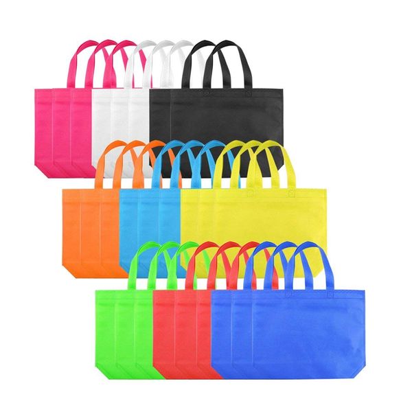 

26pcs party favors bags non-woven treat bags with handles rainbow color party gift tote for christmas favor gifts col