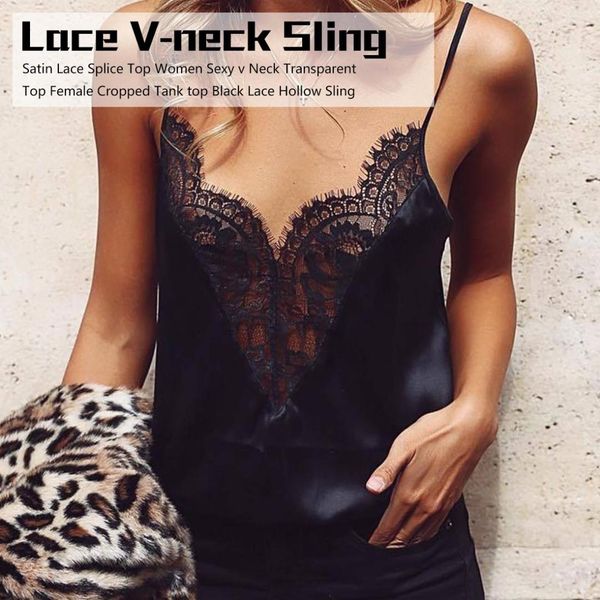 simple street wear satin lace splice camis women v neck transparent 2019 autumn winter female cropped tank, White
simple street wear satin lace splice camis women v neck transparent 2019 autumn winter female cropped tank, White