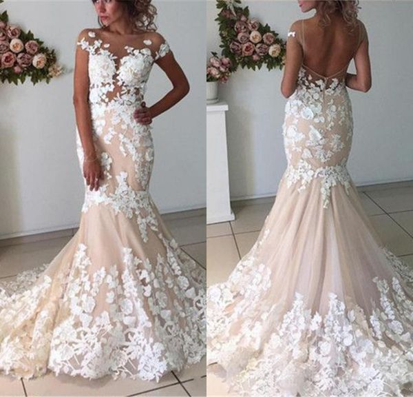 ivory lace appliques champagne mermaid wedding dresses 2019 open back 3d flowers bridal gowns new arrival mermaid dress, White
ivory lace appliques champagne mermaid wedding dresses 2019 open back 3d flowers bridal gowns new arrival mermaid dress, White