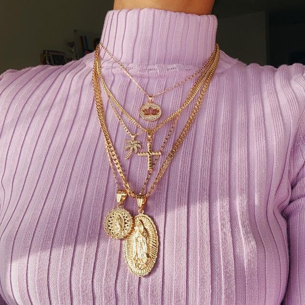 vintage lotus cross coconut tree virgin pendant necklaces for women gold color 2019 fashion jewelry layered necklace new arrival, Silver
vintage lotus cross coconut tree virgin pendant necklaces for women gold color 2019 fashion jewelry layered necklace new arrival, Silver