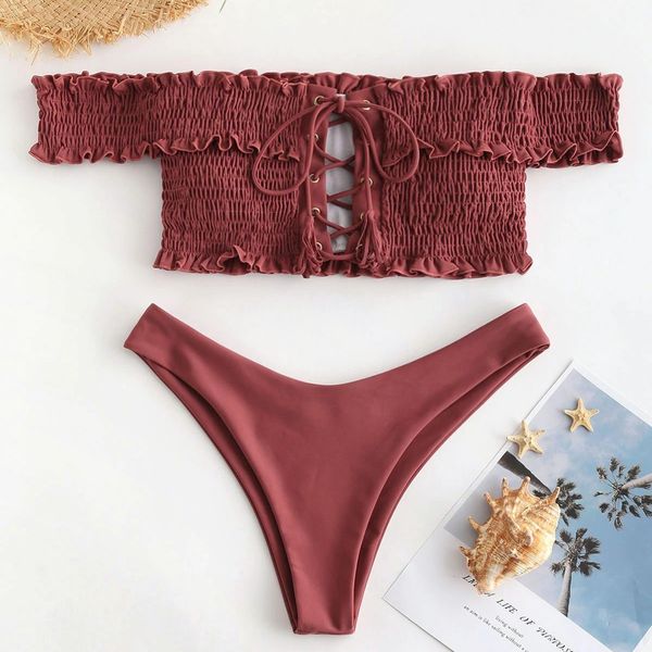 Swimsuit Women Off Shoulder Creped Ruched Sexy Bikini Bandage Swim Top Swimwear Tankini Beach Party Summer New Bathing Suit 20Mr
Swimsuit Women Off Shoulder Creped Ruched Sexy Bikini Bandage Swim Top Swimwear Tankini Beach Party Summer New Bathing Suit 20Mr