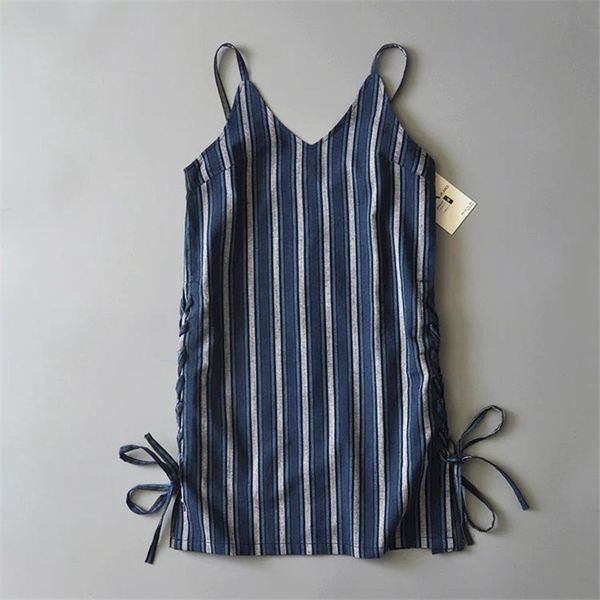 women dress summer v neck slim backless strapless cotton and linen dresses vestidos beach casual striped sleeveless dress, Black;gray
women dress summer v neck slim backless strapless cotton and linen dresses vestidos beach casual striped sleeveless dress, Black;gray