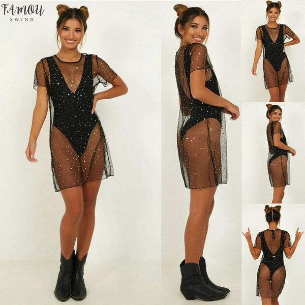 women 1pc swimwear cover up sequined mesh dress bikini swimwear swimsuit beach, Black;gray
women 1pc swimwear cover up sequined mesh dress bikini swimwear swimsuit beach, Black;gray