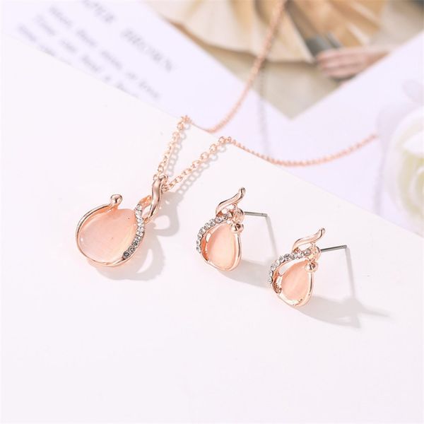 2019 new small fresh crystal opal bride set necklace earrings two-piece, Silver
2019 new small fresh crystal opal bride set necklace earrings two-piece, Silver