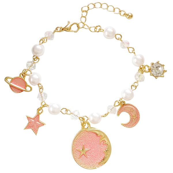 6pcs/lot fashion women jewelry metal enamel star moon planet charm pearl bracelet, White
6pcs/lot fashion women jewelry metal enamel star moon planet charm pearl bracelet, White
