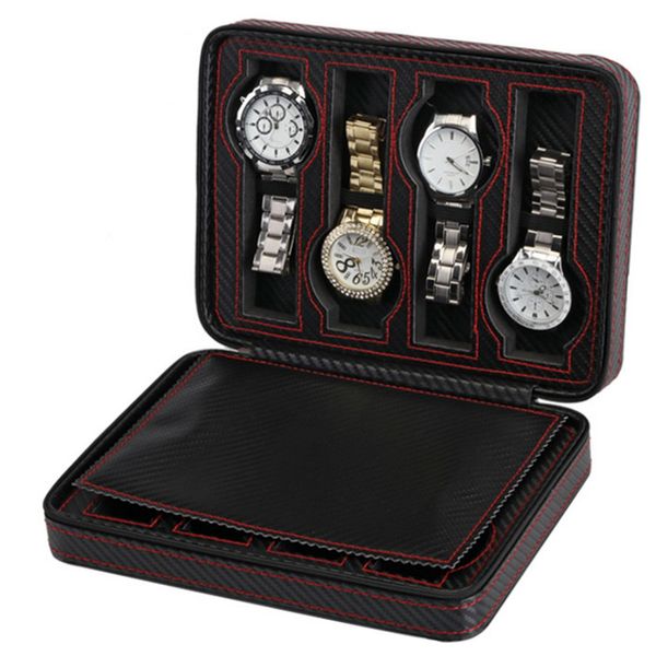 2 4 8 slot / grid watch box carbon fiber leather zipper portable display container storage holder travel organizer case gift f1, Black;blue
2 4 8 slot / grid watch box carbon fiber leather zipper portable display container storage holder travel organizer case gift f1, Black;blue