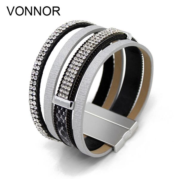 vonnor 2018 women's leather bangles bracelets mixed rope inlaid rhinestone magnetic clasp wrap bracelets jewelry, Golden;silver
vonnor 2018 women's leather bangles bracelets mixed rope inlaid rhinestone magnetic clasp wrap bracelets jewelry, Golden;silver
